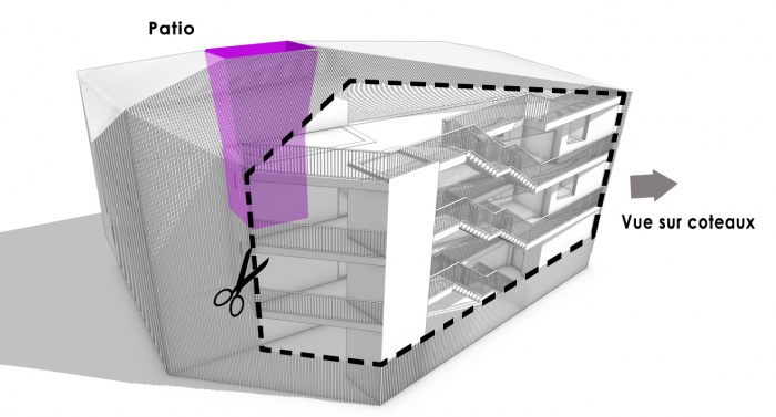 Construction de 39 logements collectifs et 6 semi-collectifs : Croquis dcoupe peau