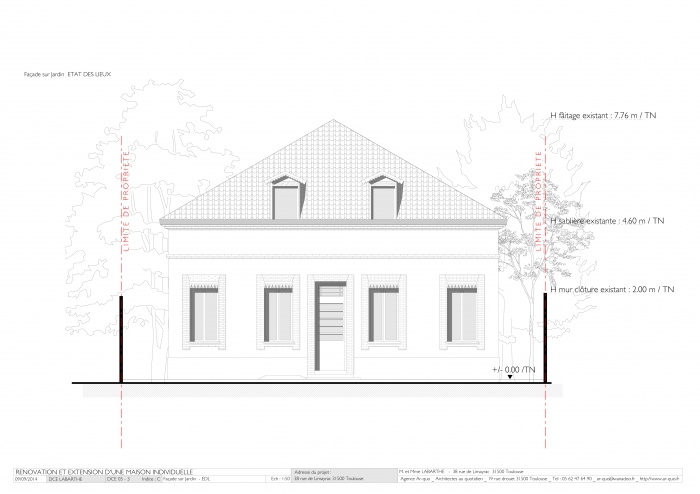 Maison L3 - Toulouse - Cte Pave : Rnovation maison - Faade sur Jardin  - EDL